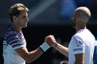 Dominic Thiem (L) and Adrian Mannarino